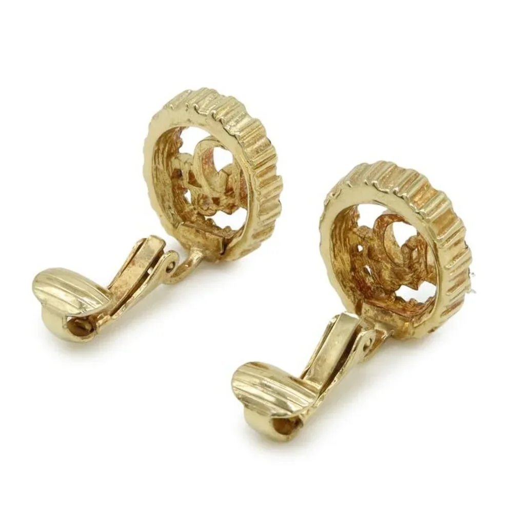 Christian Dior Logo Earrings GP Rhinestone - Picture 4 of 5